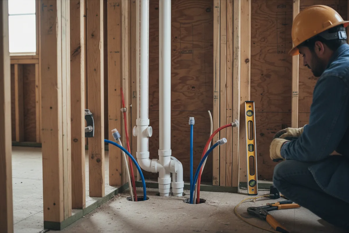 Drain and supply rough-in during Drain Cleaning in Alpha