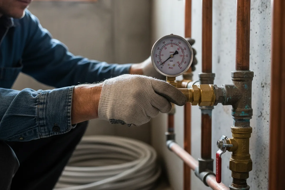 Pressure testing a repaired line during Water Line Repair in Alpha